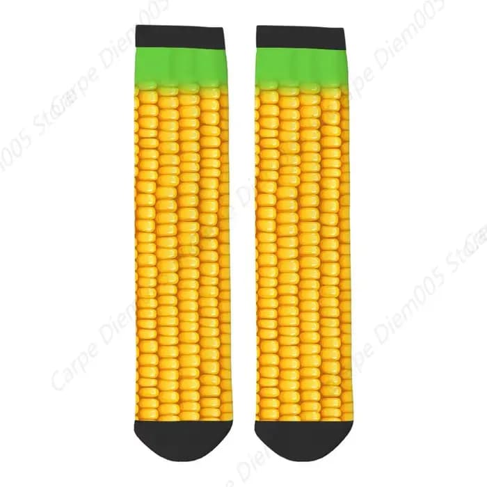 Chaussettes amusantes en épis de maïs pour hommes et femmes, nourriture biologique, repas naturel, m