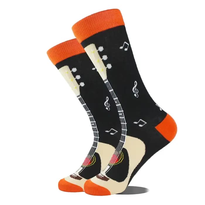 1 paire de chaussettes à motifs de guitare pour hommes, à la mode, impression de dessin animé innova