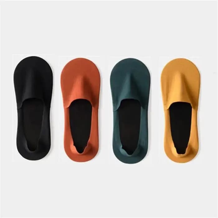 4 paires de chaussettes invisibles en soie glacée pour hommes, en Nylon, antidérapantes, sans Trace,