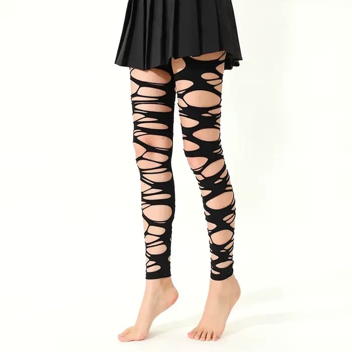 Collants résille déchirés à la mode pour femmes-bas Punk fendues, esthétique gothique Y2K, collants