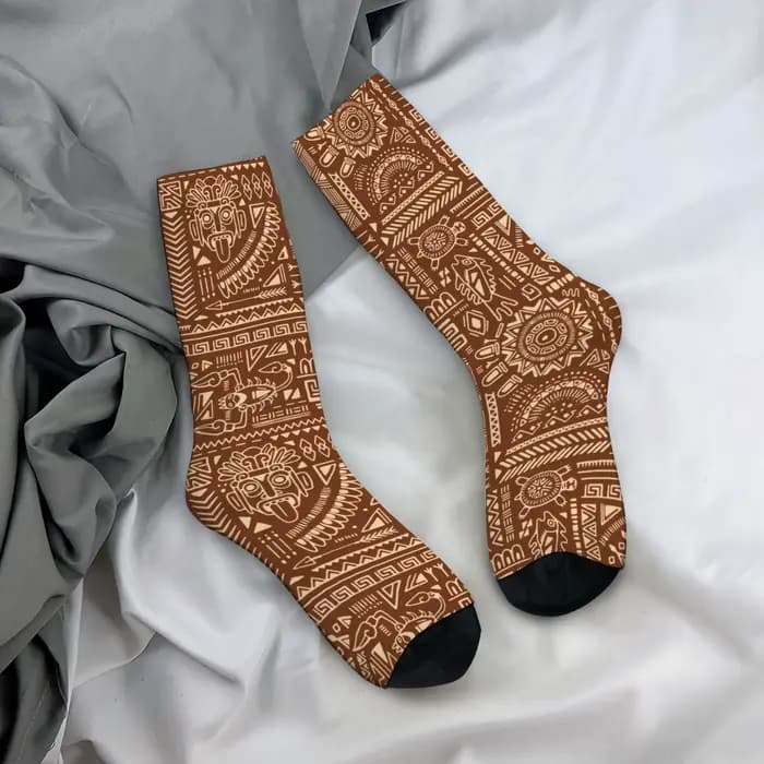 Chaussettes ethniques style aztèque, chaussettes rétro pour hommes, confortables, respirantes, pour