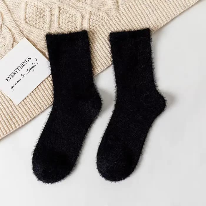 Chaussettes mi-tube épaisses pour femmes, chaussettes de couchage Kawaii, sourire de vison, lieux ch