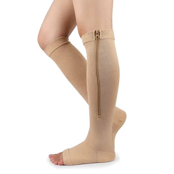 Chaussettes de compression à fermeture éclair pour femmes et hommes, bas robustes à fermeture éclair
