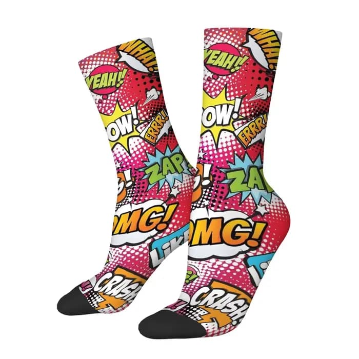 Chaussettes pour hommes de style pop art amusant, antidérapantes et respirantes, chaussettes de mode