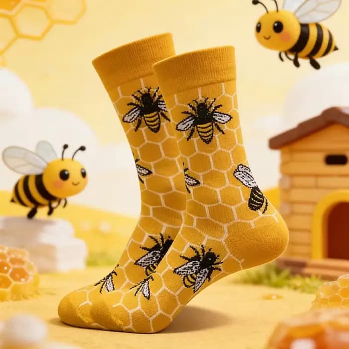 26 nouvelles chaussettes Harajuku amusantes pour femmes, motif petite abeille, chaussettes chaudes e