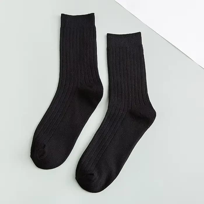 Chaussettes pour hommes automne printemps coton côtelé couleurs unies japonais basique Vintage mode
