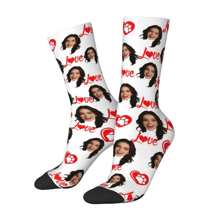 Chaussettes personnalisées en forme de visage, chaussettes unisexes personnalisées à faire soi-même,
