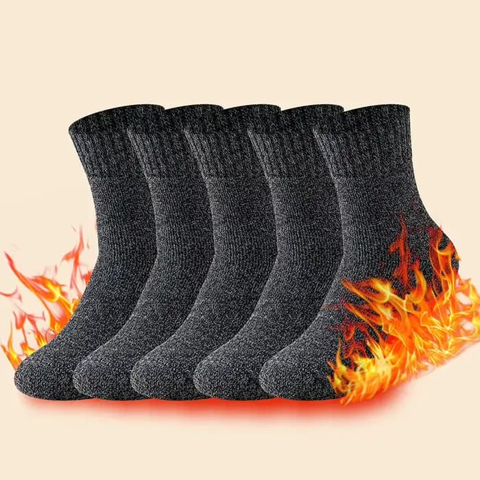 5 paires de chaussettes chaudes d'hiver pour hommes, chaussettes longues d'extérieur, résistantes au