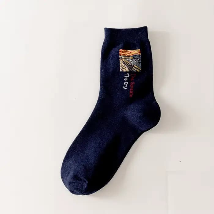 Van Gogh Art femmes chaussettes longues coton nouveauté motif drôle chaussettes