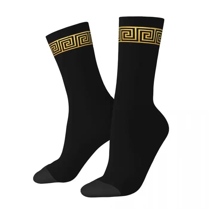 Chaussettes de football mignonnes pour hommes et femmes, chaussettes décontractées, or, grec, prédir