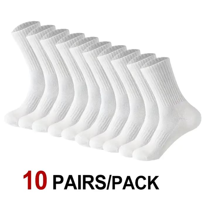 10/20 paires de chaussettes de sport à col rond de couleur unie neutre, absorbant la sueur, respiran
