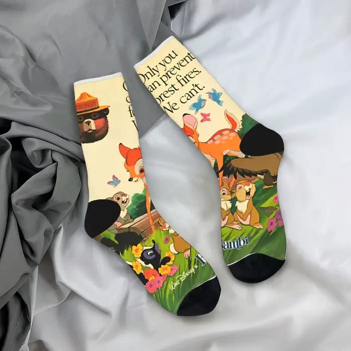 Adultes hommes chaussettes Bambi dessin animé bas anti-dérapant qualité chaussettes automne à la mod