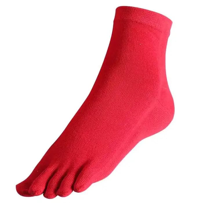 Grandes chaussettes rouges en coton pour hommes et femmes, absorbant la transpiration, à cinq doigts