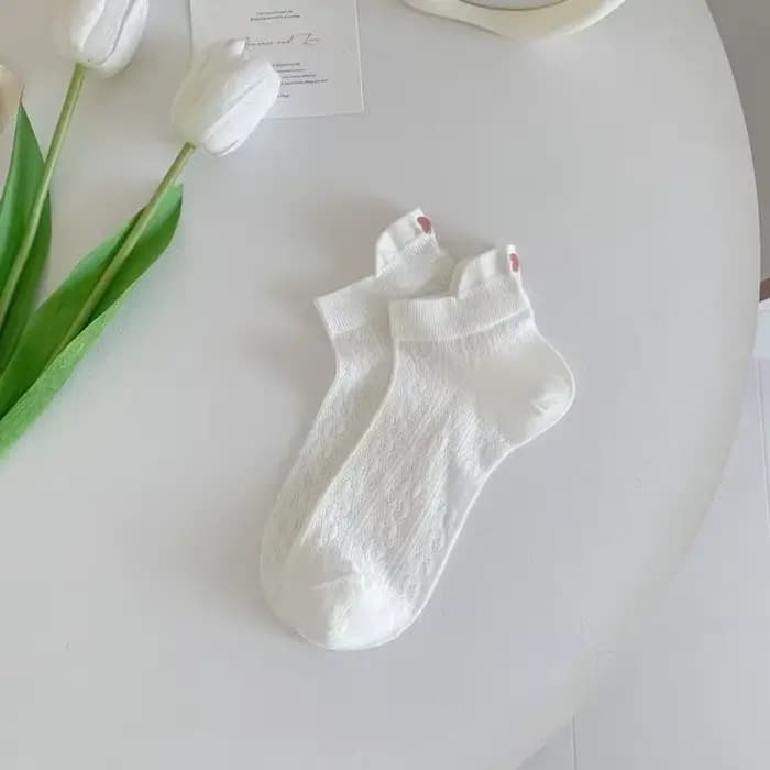 Chaussettes courtes d'été avec nœud papillon brodé, Harajuku, mignonnes Lolita décontractées et amus