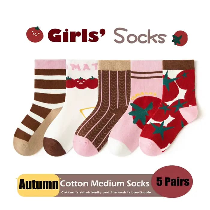 5 paires de chaussettes de printemps pour filles, chaussettes mignonnes en coton de classe A, chauss