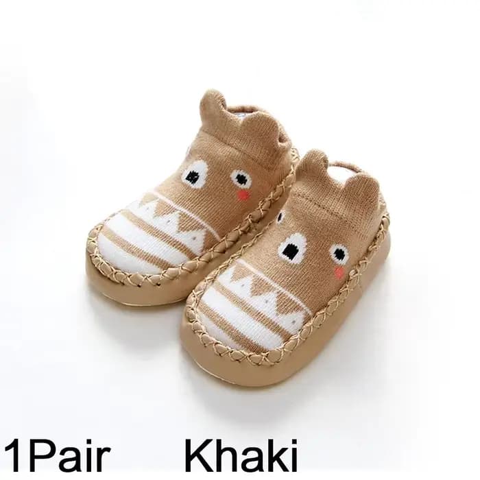 1 paire de chaussettes en forme d'animal mignon, chaussettes pour bébé, semelle en caoutchouc antidé