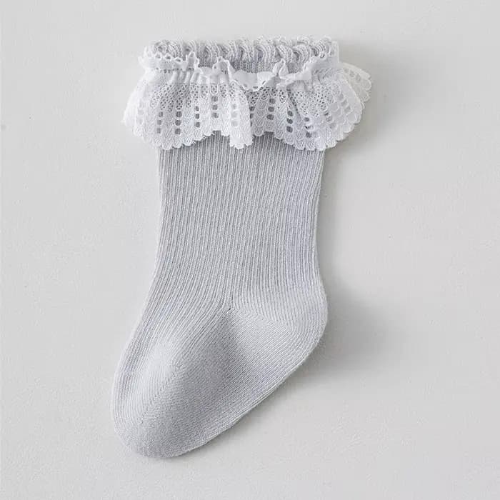 Chaussettes longues en dentelle pour nouveau-né, douces et élégantes, bas de princesse en coton pour