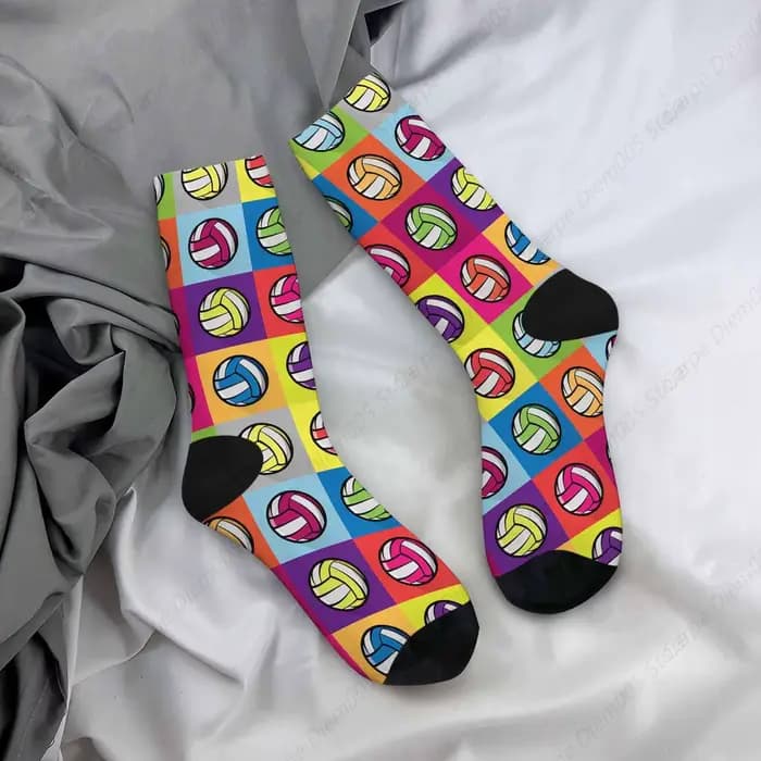 Chaussettes colorées à carreaux pour hommes et femmes, volley-ball, athlétique, équipage, cool, mign