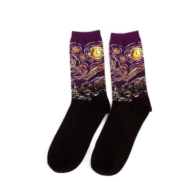 1 paire automne hiver rétro hommes chaussettes Couple chaussettes nouvel Art Van Gogh murale mondial
