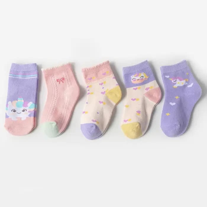 5 paires de chaussettes pour enfants avec motifs de licorne mignons de dessin animé pour filles et b