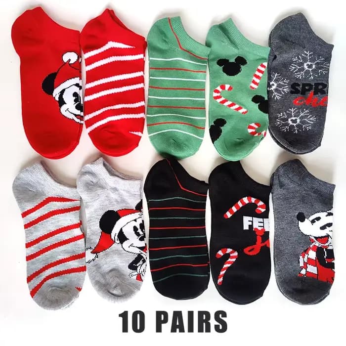 Chaussettes courtes Minnie Cartoon pour femmes, chaussettes décontractées, 10 paires par paquet