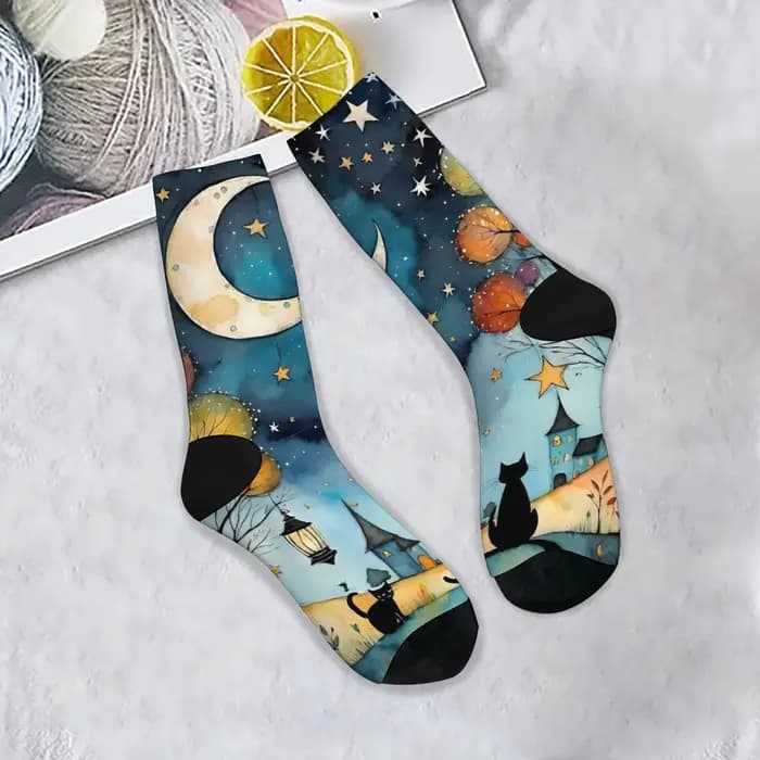 Illustrations de chats colorés de rêve chaussettes personnalité hip hop mode femmes chaussettes conf
