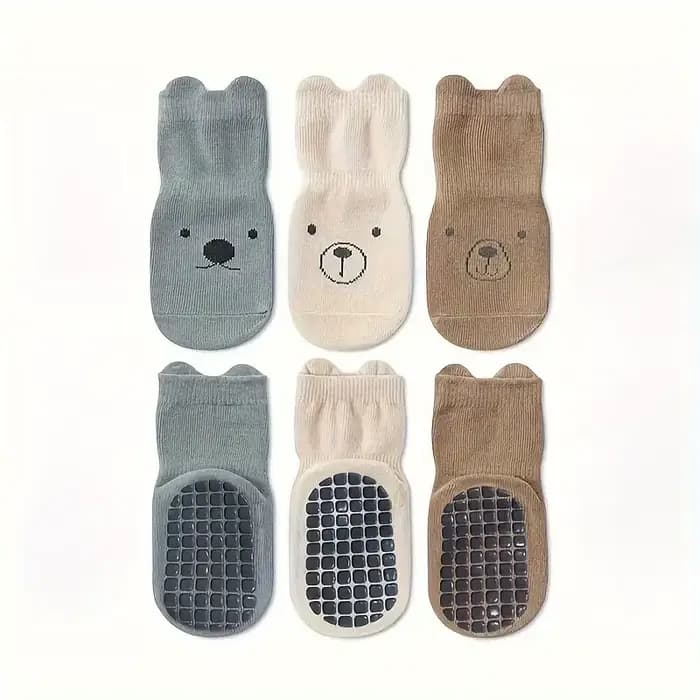 3 paires de chaussettes de sol pour bébé douces, respirantes et antidérapantes avec poignées – Équip
