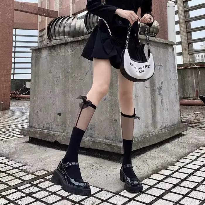 Chaussettes mi-mollet épissées transparentes pour filles, chaussettes japonaises JK, chaussettes à n