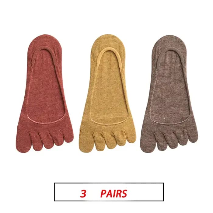 Chaussettes à orteils invisibles en Silicone, 3 paires, chaussettes à cinq doigts, en soie glacée, a