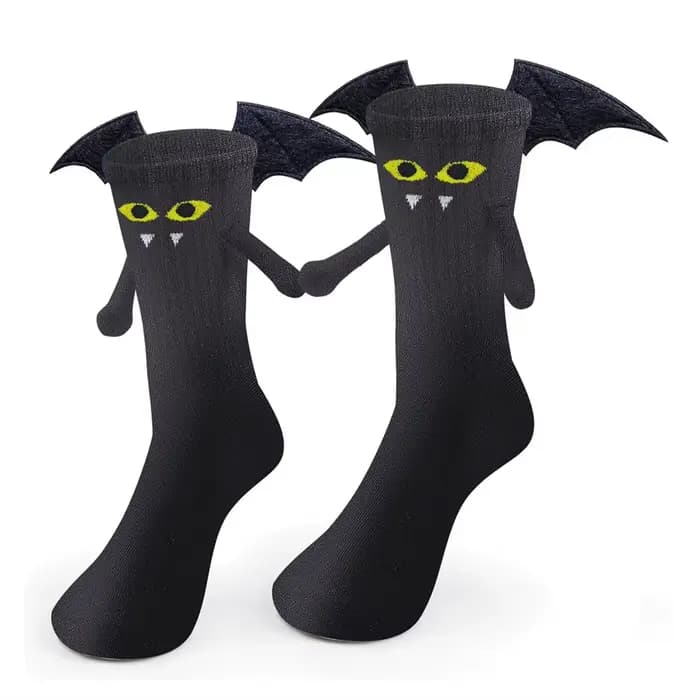 Chaussettes d'halloween magnétiques effrayantes pour femmes, chaussettes de chauve-souris mignonnes,
