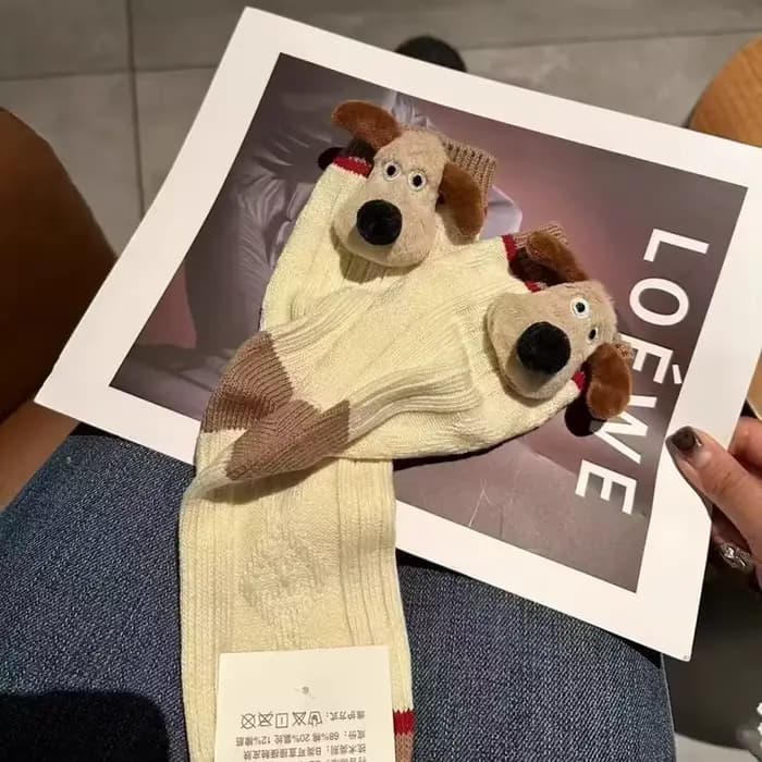 Chaussettes personnalisées à la mode, chaussettes de chien à grandes oreilles de dessin animé 3D, ch