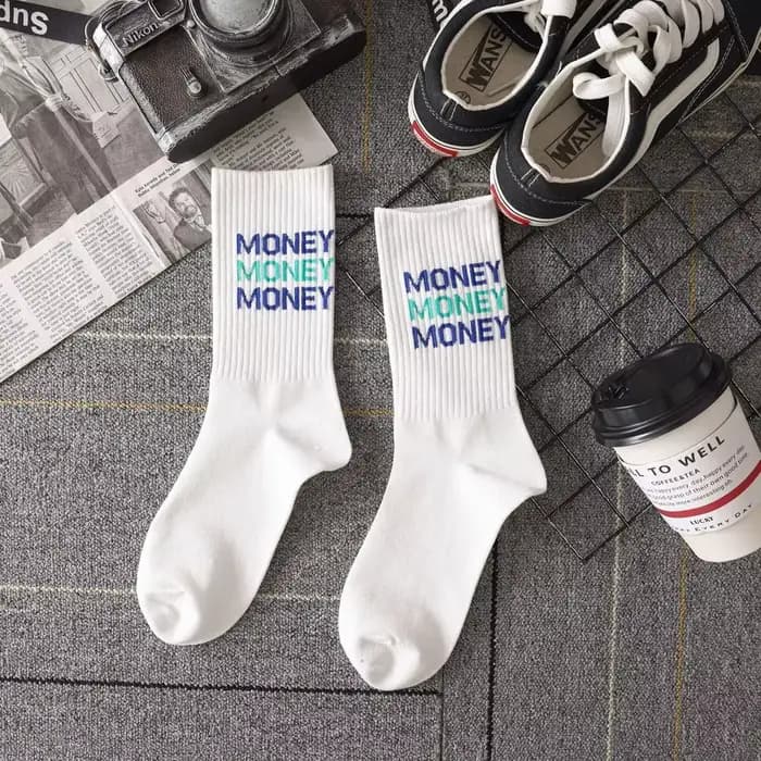 Klein-Chaussettes à lettres en coton bleu pour hommes et femmes, chaussettes hautes, chaussettes de