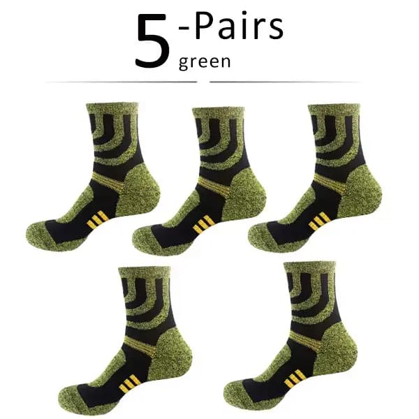 5 paires de chaussettes de sport en tissu éponge Coolmax, absorbant la transpiration, colorées, pour