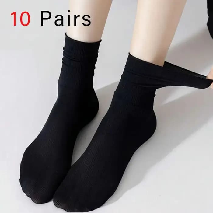 10 paires de chaussettes mi-longues pour femmes, tendance, polyvalentes, noir, blanc, couleurs unies