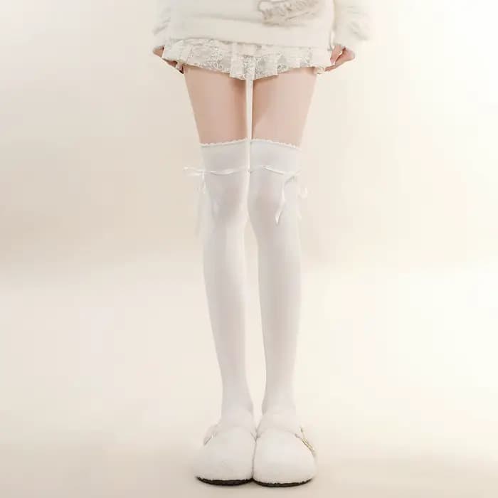 Chaussettes hautes à lacets pour femmes, style JK, couleur unie, amincissantes, en coton, pour autom