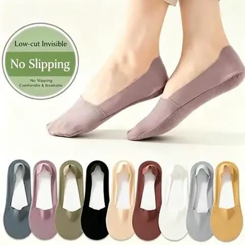 Chaussettes invisibles en soie glacée pour femmes, en polyester, antidérapantes en silicone, respira