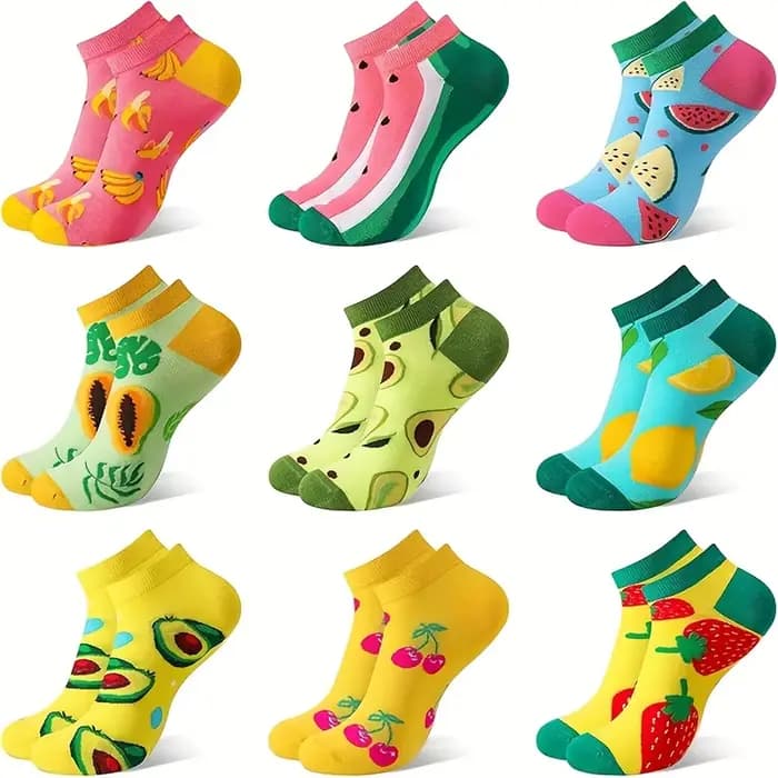 9 paires de chaussettes de sport amusantes pour femmes, chaussettes colorées en coton 39-42, chausse