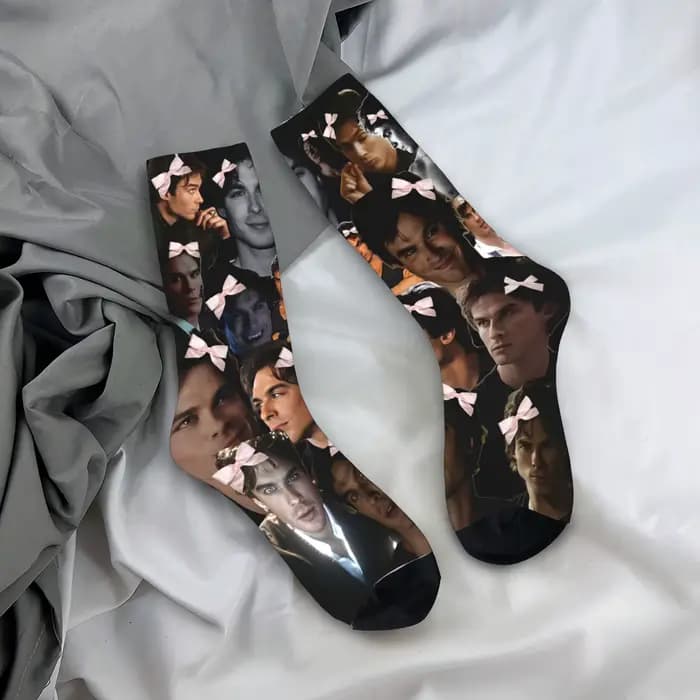 The Vampire Diaries Damon Salvatore chaussettes bas gothiques unisexe chaussettes de course conforta