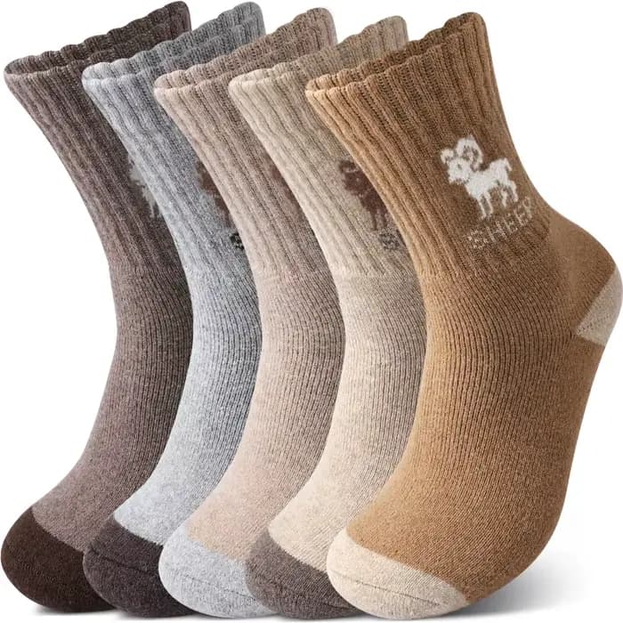 5 paires de chaussettes épaisses en laine à motif de mouton pour hommes, chaussettes thermiques mi-m