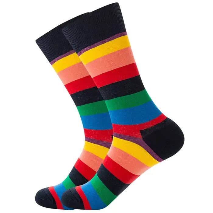 Chaussettes amusantes de skateboard de rue multicolores rayées pour hommes et femmes