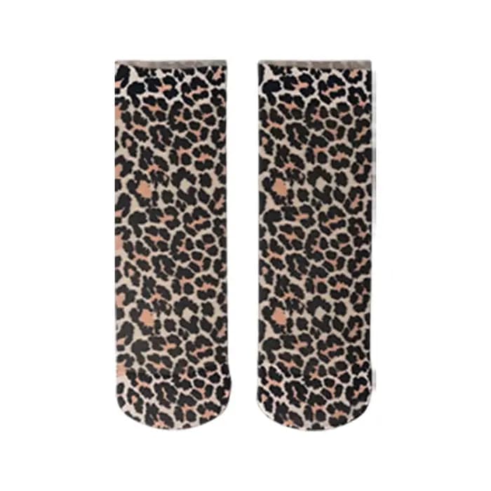 Chaussettes courtes à imprimé léopard pour femmes, chaussettes fines en maille transparente, bas à m