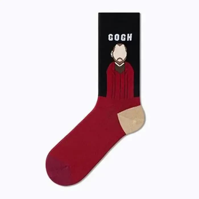 Van Gogh série chaussettes célèbre peinture style européen et américain dessin animé hommes et femme