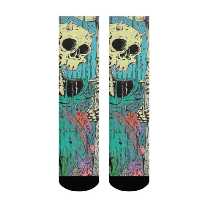 Chaussettes jarretelles décontractées de style rétro psychédélique Harajuku, style foncé et bizarre,