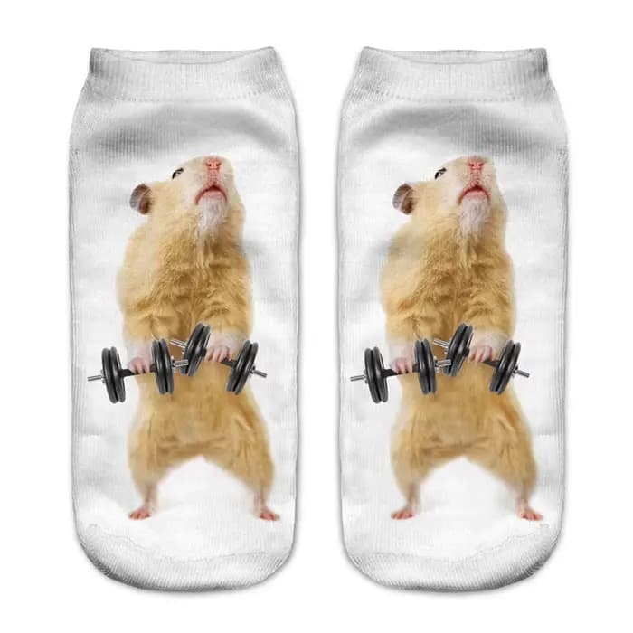 Chaussettes fantaisie imprimées 3D animaux mignons pour femmes, chaussettes de fitness motif hamster