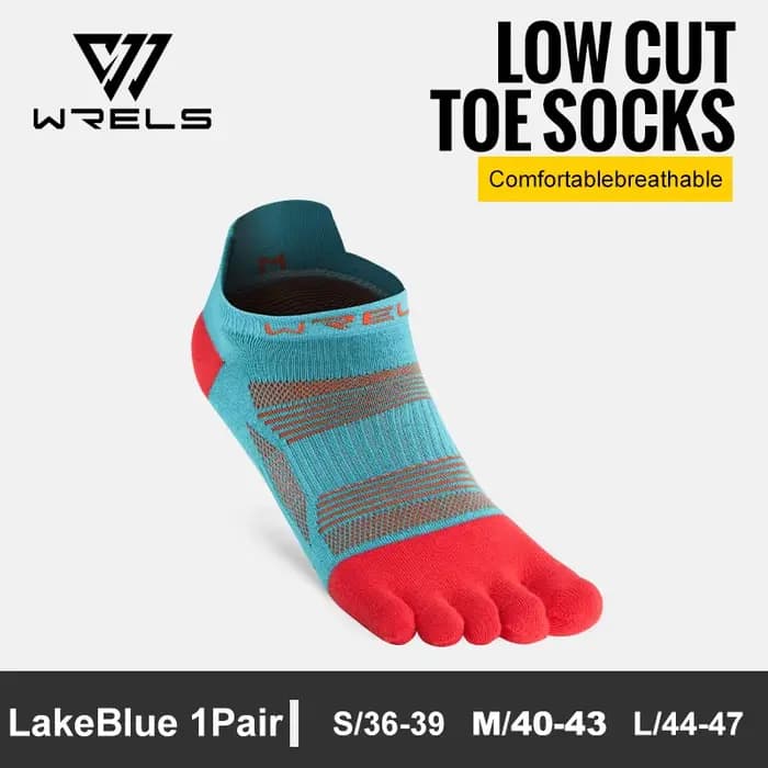 WRELS chaussettes à orteils 5 doigts athlétiques course coupe basse chaussettes à orteils pour homme