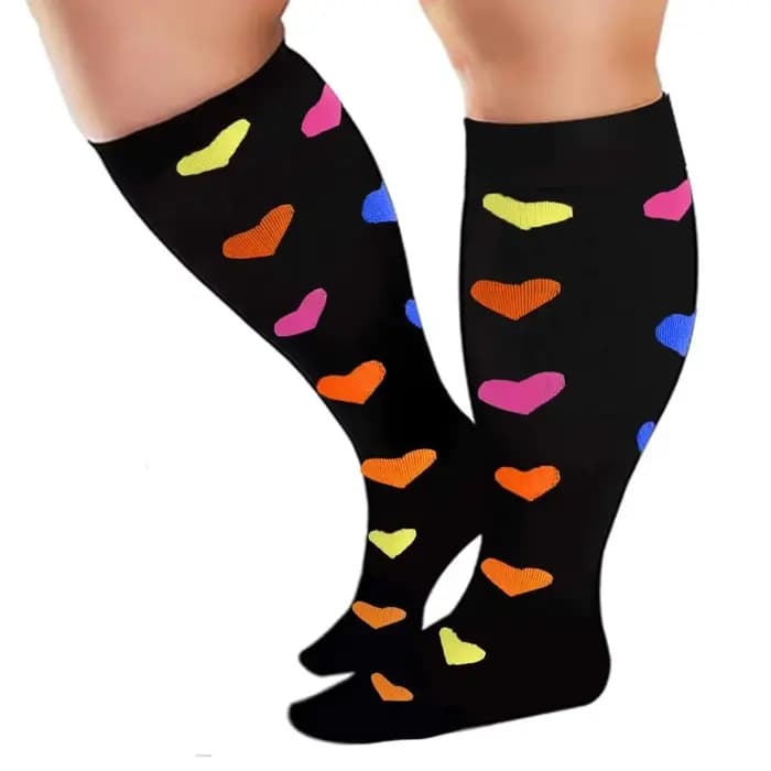 Chaussettes de compression grande taille pour femmes et hommes, chaussettes hautes à motif pour moll