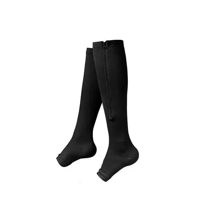 Brothock Chaussettes de compression à fermeture éclair 1/2/3/4 paires, mi-mollet, hauteur genou, à b