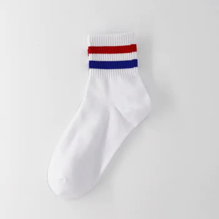 Hommes chaussettes Vintage deux rayures sport Hip Hop athlétique blanc noir coton cheville chaussett