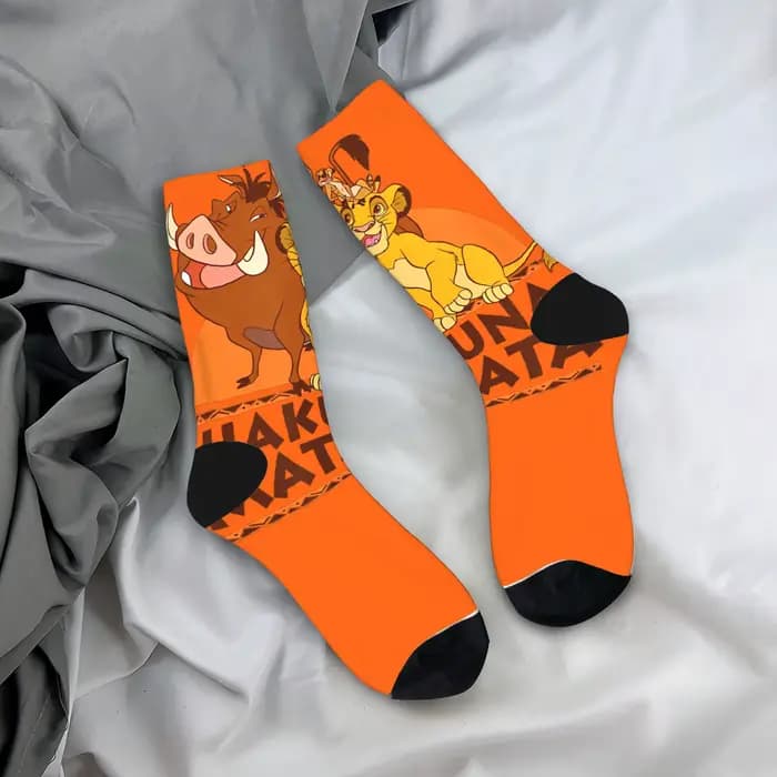 Le roi Lion Hakuna Matata Simba Timon Pumbaa chaussettes bas drôle hommes chaussettes confortables m