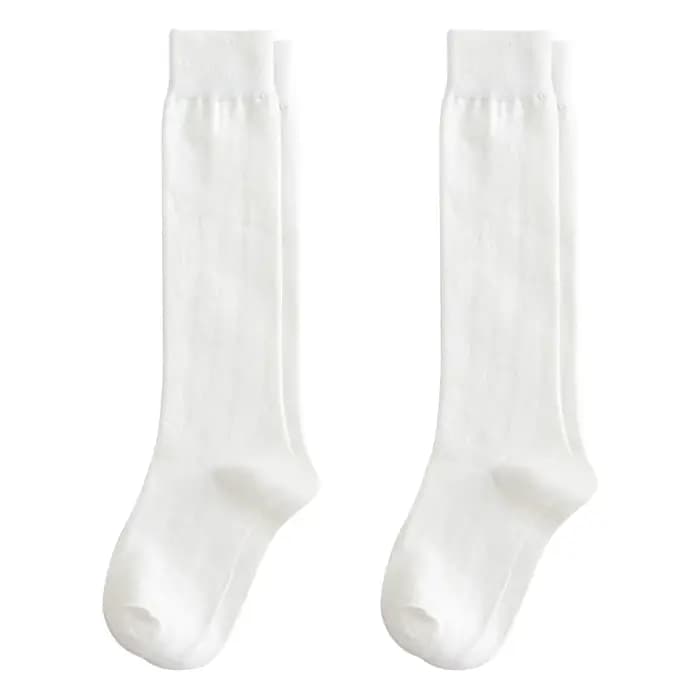 2 paires de chaussettes hautes pour femmes et filles, chaussettes tricotées pour uniforme scolaire,